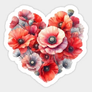 Remembrance Day: Poppy Heart Sticker